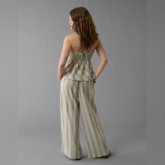 AMERICAN EAGLE | Linen Lightweight High-Waisted Wide Leg Trousers - Picture 2 of 15